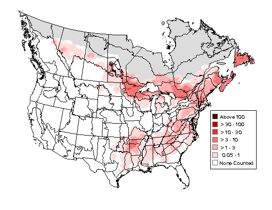 Black-and-white Warbler Breeding Map