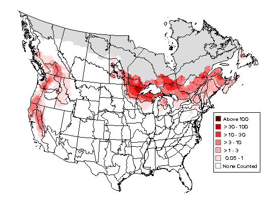 Nashville Warbler Breeding Map