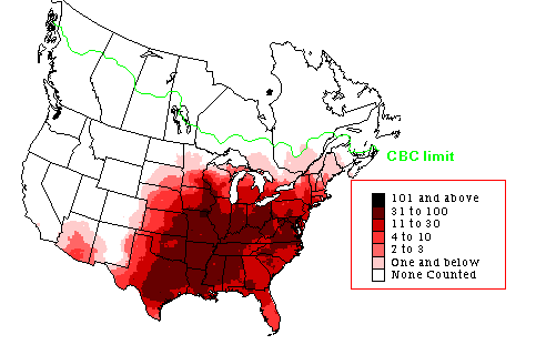 Northern Cardinal CBC Range Map