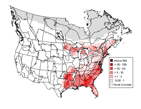 Pine Warbler Breeding Map