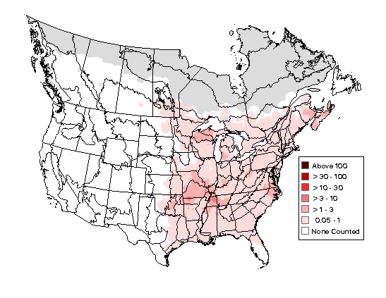 Ruby-throated Hummingbird Breeding Map
