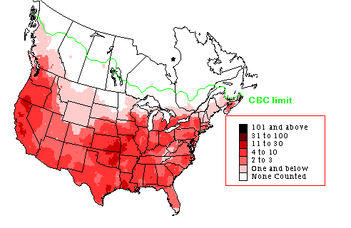 Red-tailed Hawk CBC Range Map